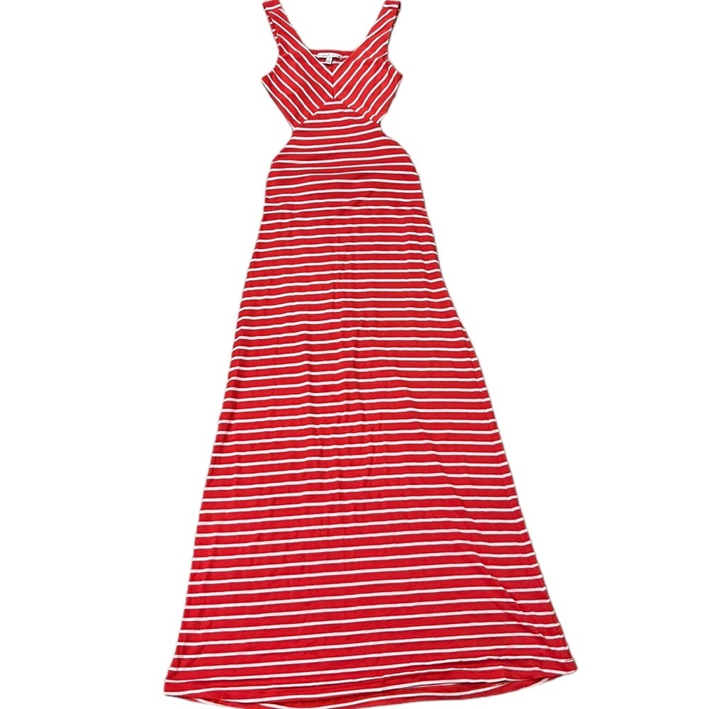 Moa Moa Red & White Striped Maxi Dress with Cut Out Back Detail - Women’s Size S